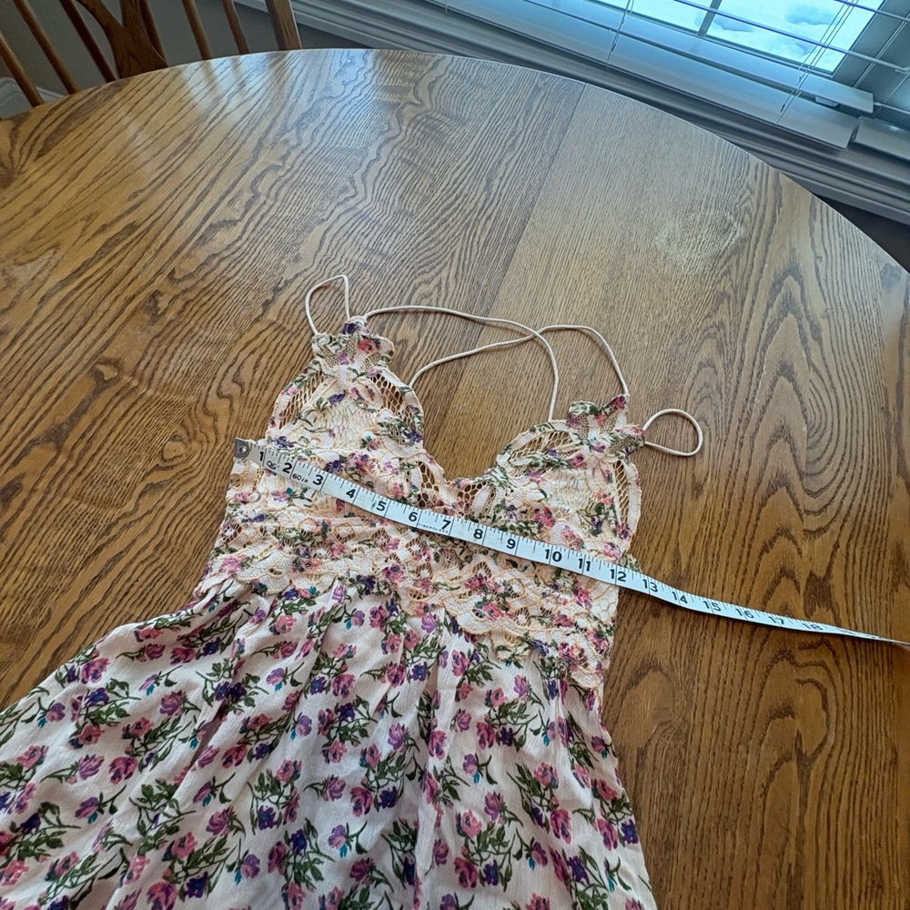Free People Adella Slip Dress Pink Floral Lace Size S - Picture 6 of 13